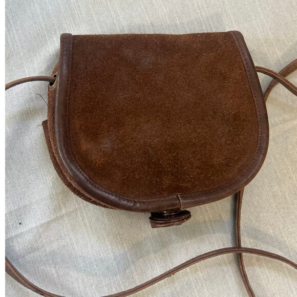 Brown Boho Western Cross Shoulder Saddle Purse Suede Leather - Picture 3 of 10